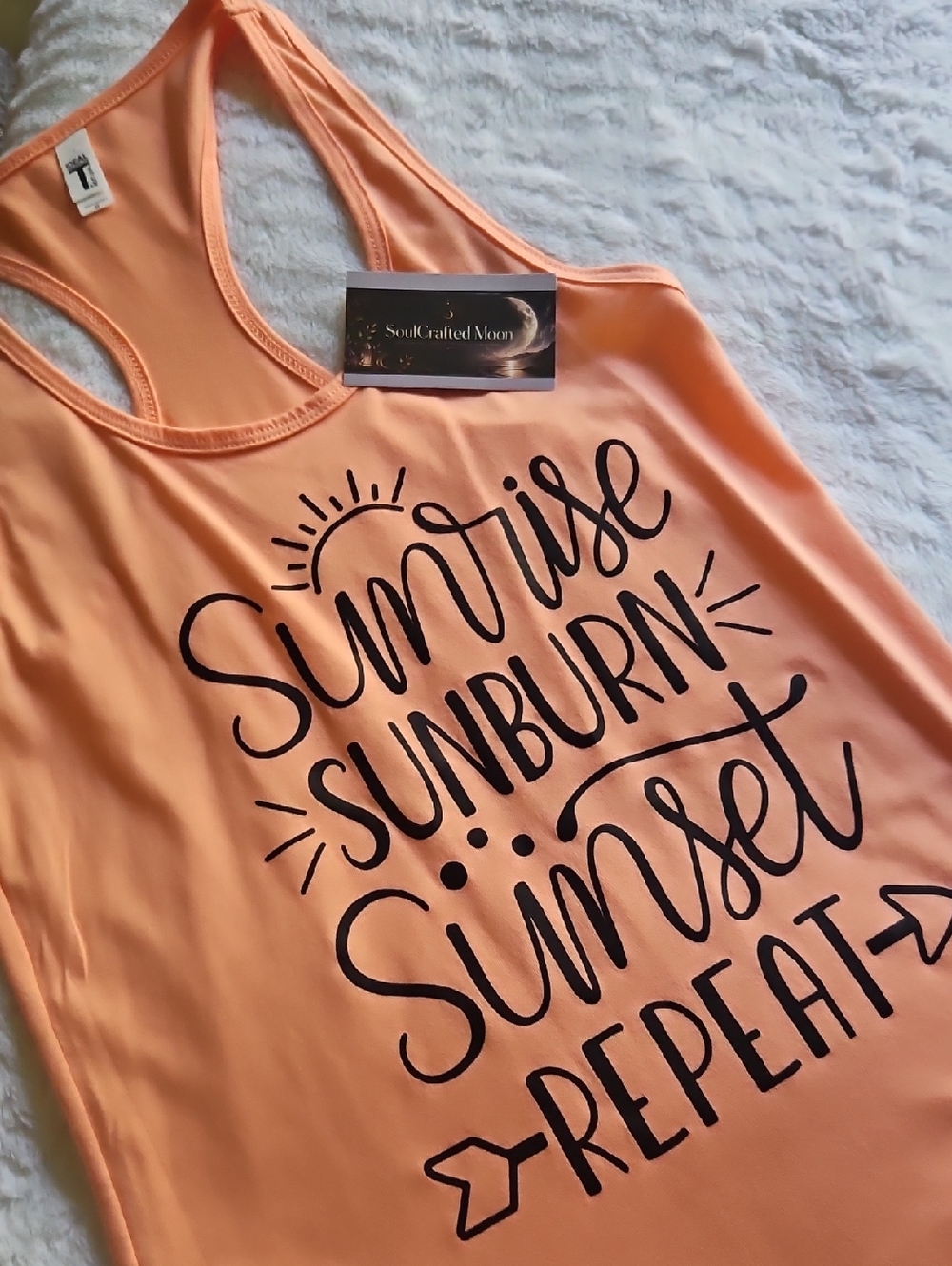 SoulCrafted Moon Peach Graphic Racerback Tank Top